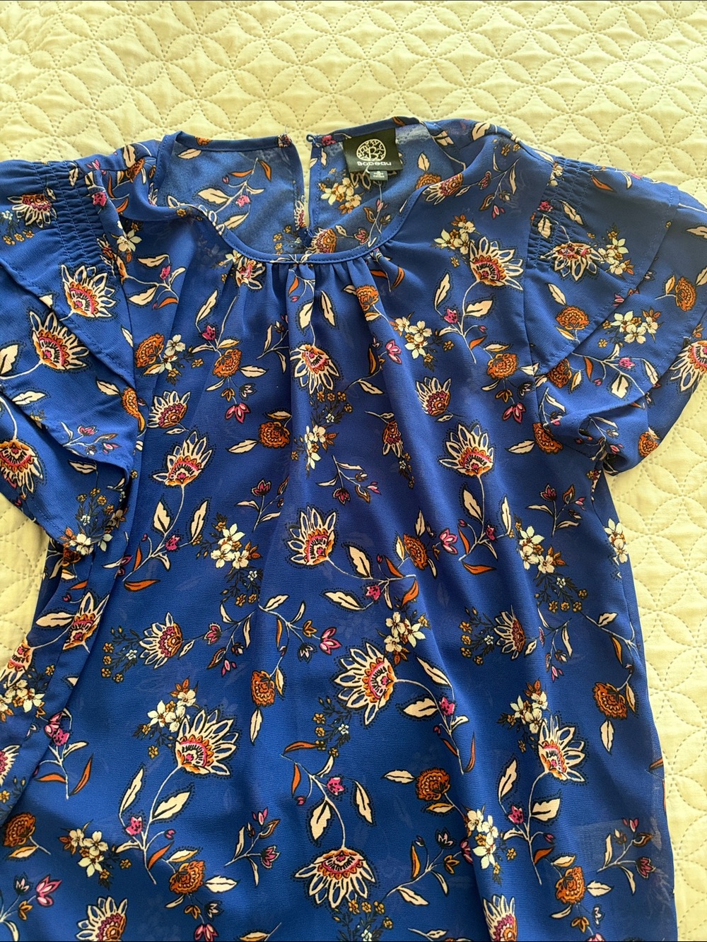 Women’s Blue Floral Short Sleeve Top